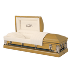 Batesville Cortez Gold Casket — gold 20-gauge steel with rosetan crepe interior