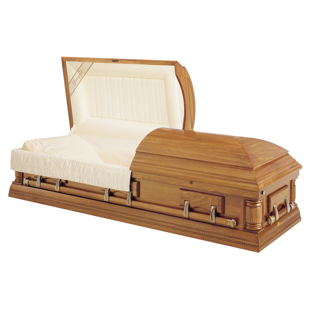 Batesville Fairfield Hardwood casket — solid poplar with rosetan crepe interior (view 2)