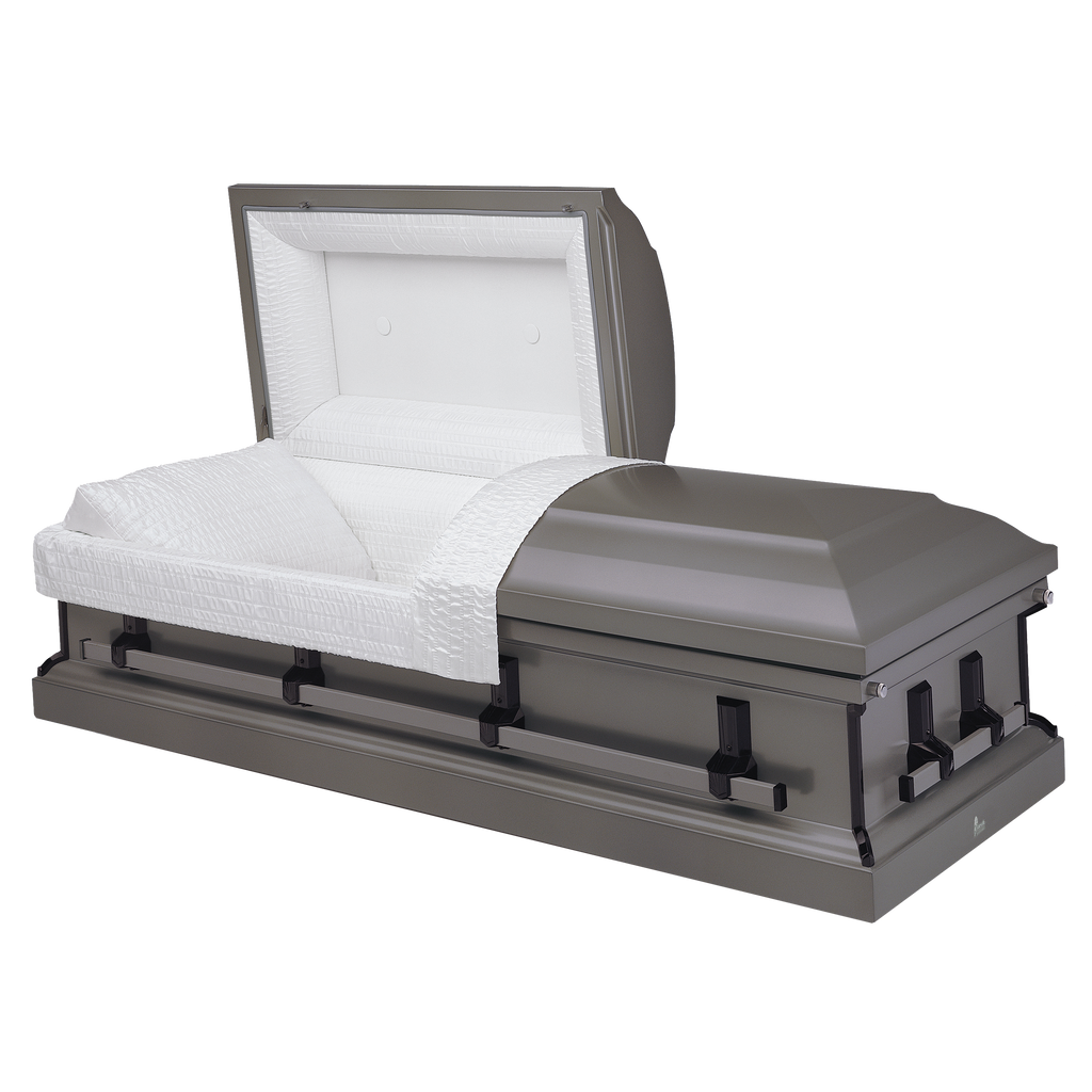 Batesville Graytone Casket — gray 20-gauge steel with silver crepe interior (view 2)