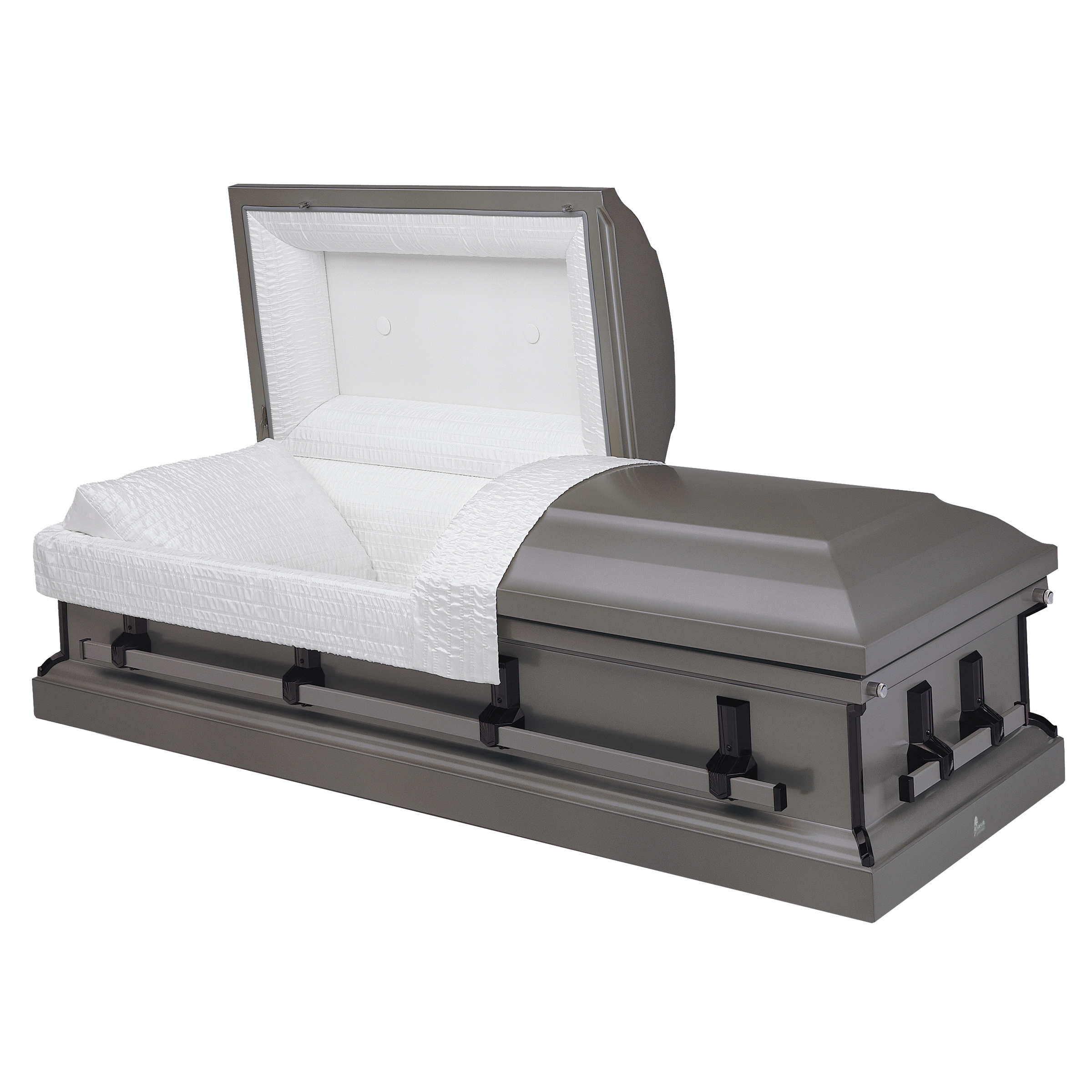 Batesville Graytone Casket — gray 20-gauge steel with silver crepe interior (view 2)