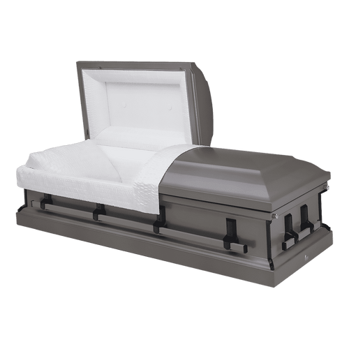 Batesville Graytone Casket — gray 20-gauge steel with silver crepe interior