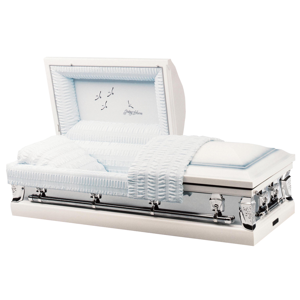 Batesville Ivory Mist Casket — ivory 20-gauge steel with light blue crepe interior (view 2)