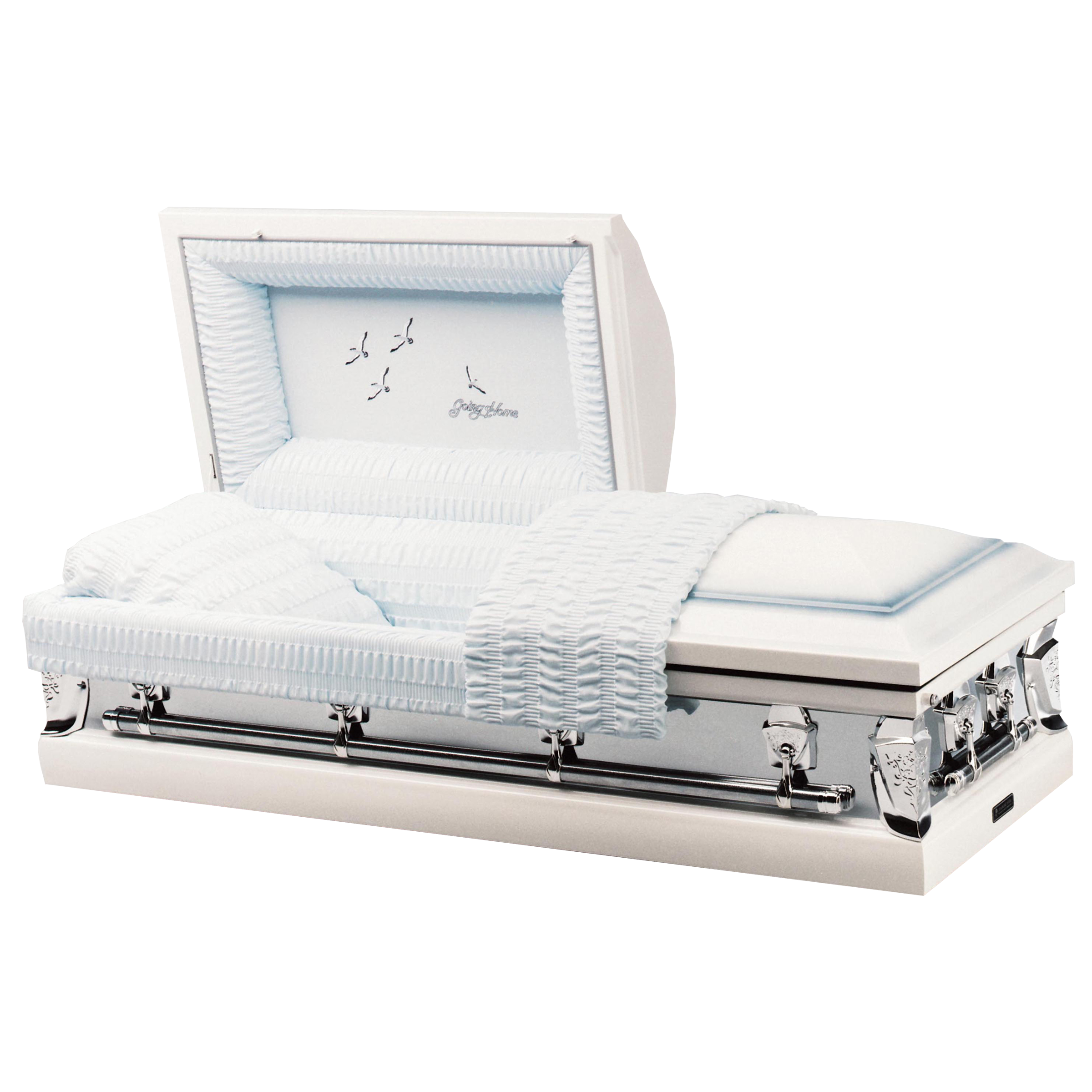 Batesville Ivory Mist Casket — ivory 20-gauge steel with light blue crepe interior (view 2)