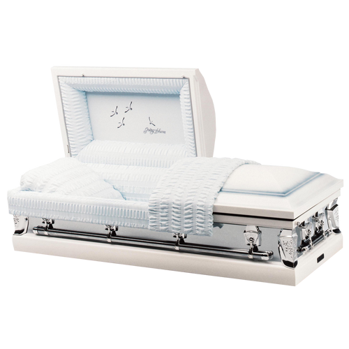 Batesville Ivory Mist Casket — ivory 20-gauge steel with light blue crepe interior (view 2)