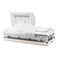 Batesville Ivory Mist Casket — ivory 20-gauge steel with light blue crepe interior