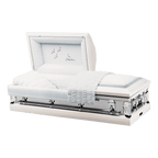 Batesville Ivory Mist Casket — ivory 20-gauge steel with light blue crepe interior