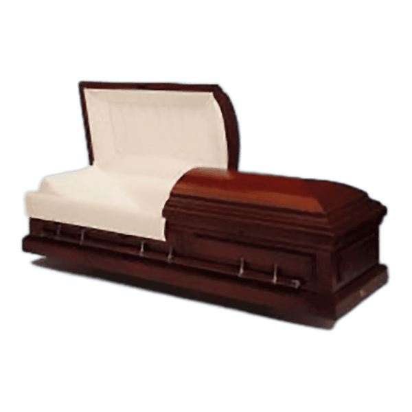 Batesville Langdon Cherry casket — solid cherry with champagne velvet interior