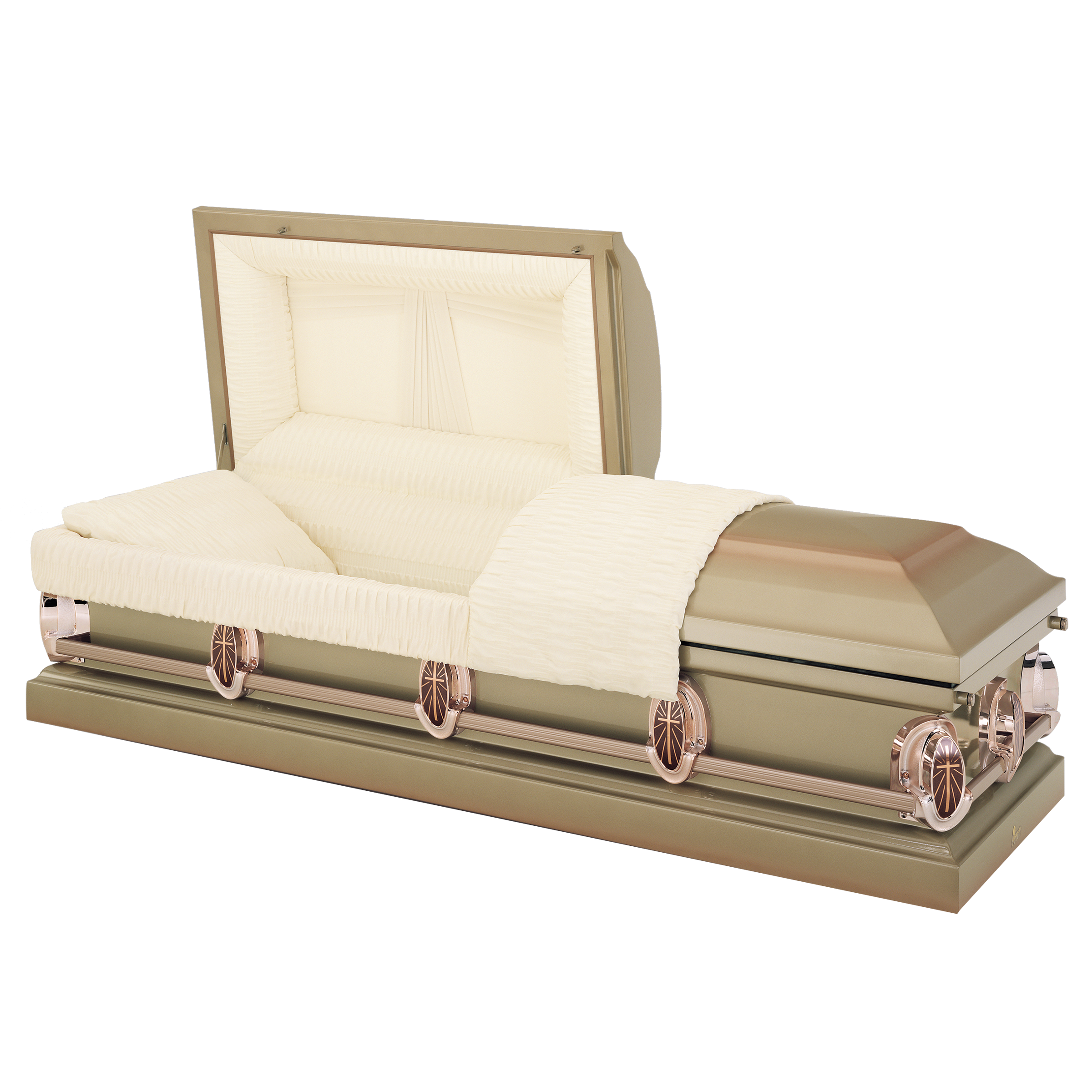 Batesville Lumina Casket — gold 20-gauge steel with rosetan crepe interior (view 2)