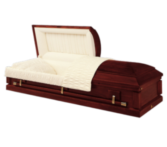 Batesville Meridian Hardwood casket — solid poplar with rosetan crepe interior