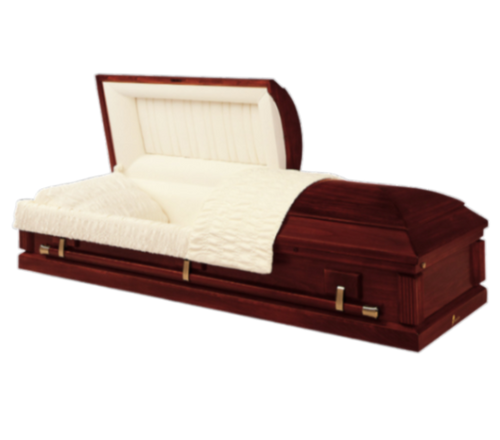 Batesville Meridian Hardwood casket — solid poplar with rosetan crepe interior