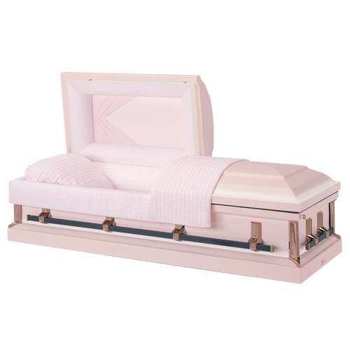 Batesville Misty Rose Casket — rose 20-gauge steel with moss pink crepe interior (view 2)