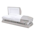 Batesville Orion Casket — gray 18-gauge steel with rosetan crepe interior