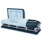 Batesville Polaris Casket — blue 20-gauge steel with light blue crepe interior (view 2)