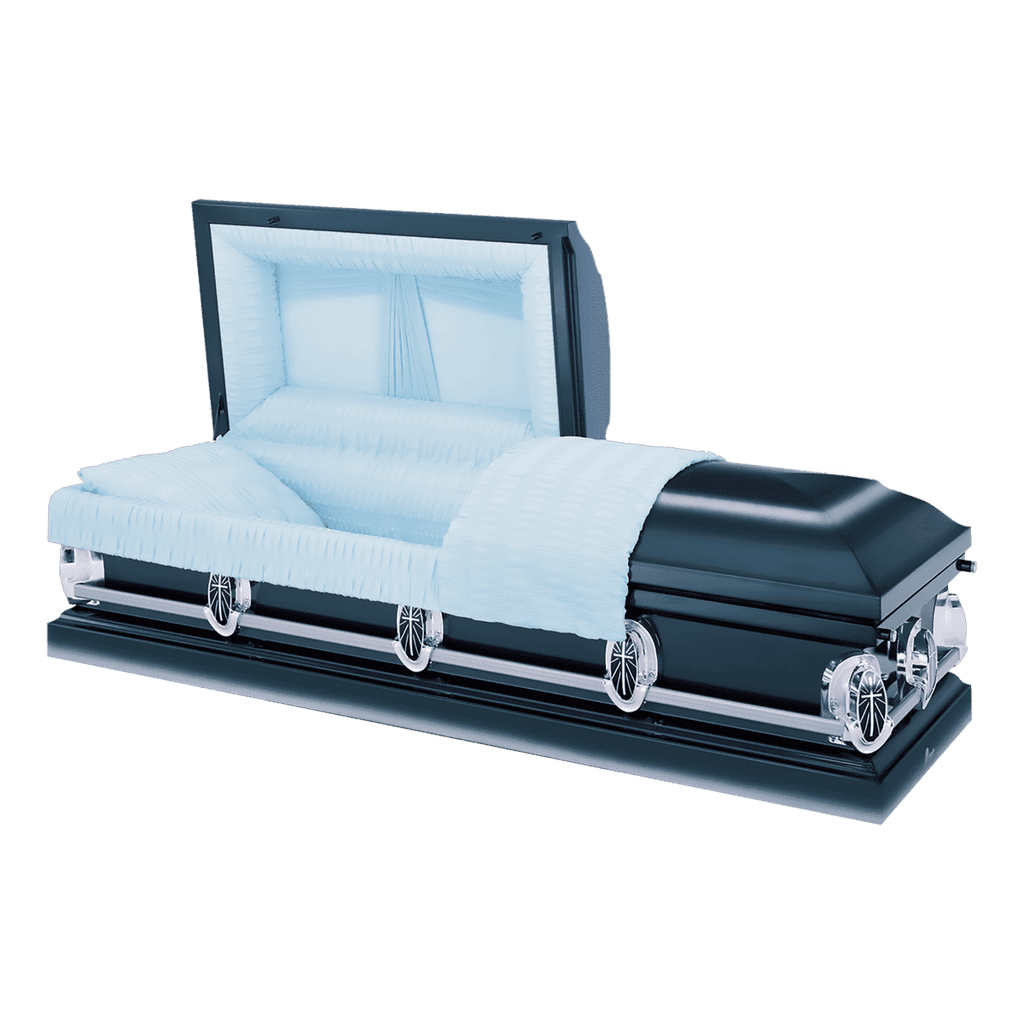 Batesville Polaris Casket — blue 20-gauge steel with light blue crepe interior