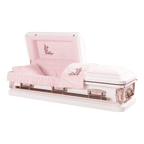 Primrose casket — primrose 18-gauge steel with pink velvet interior