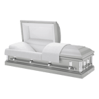 Batesville Revere Silver Casket — silver 20-gauge steel with ivory crepe interior