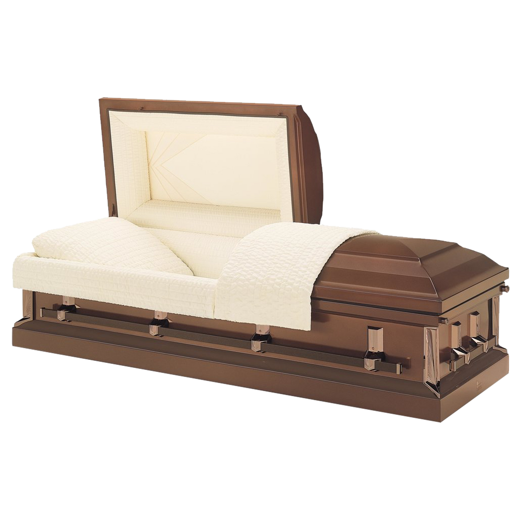 Batesville Roman Bronze Casket — bronze 20-gauge steel with rosetan crepe interior (view 2)