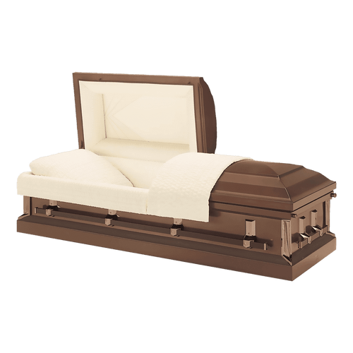 Batesville Roman Bronze Casket — bronze 20-gauge steel with rosetan crepe interior