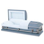 Batesville Saturn Blue Casket — blue 20-gauge steel with light blue crepe interior (view 2)
