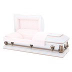 Batesville Saturn White Casket — white 20-gauge steel with light pink crepe interior (view 2)
