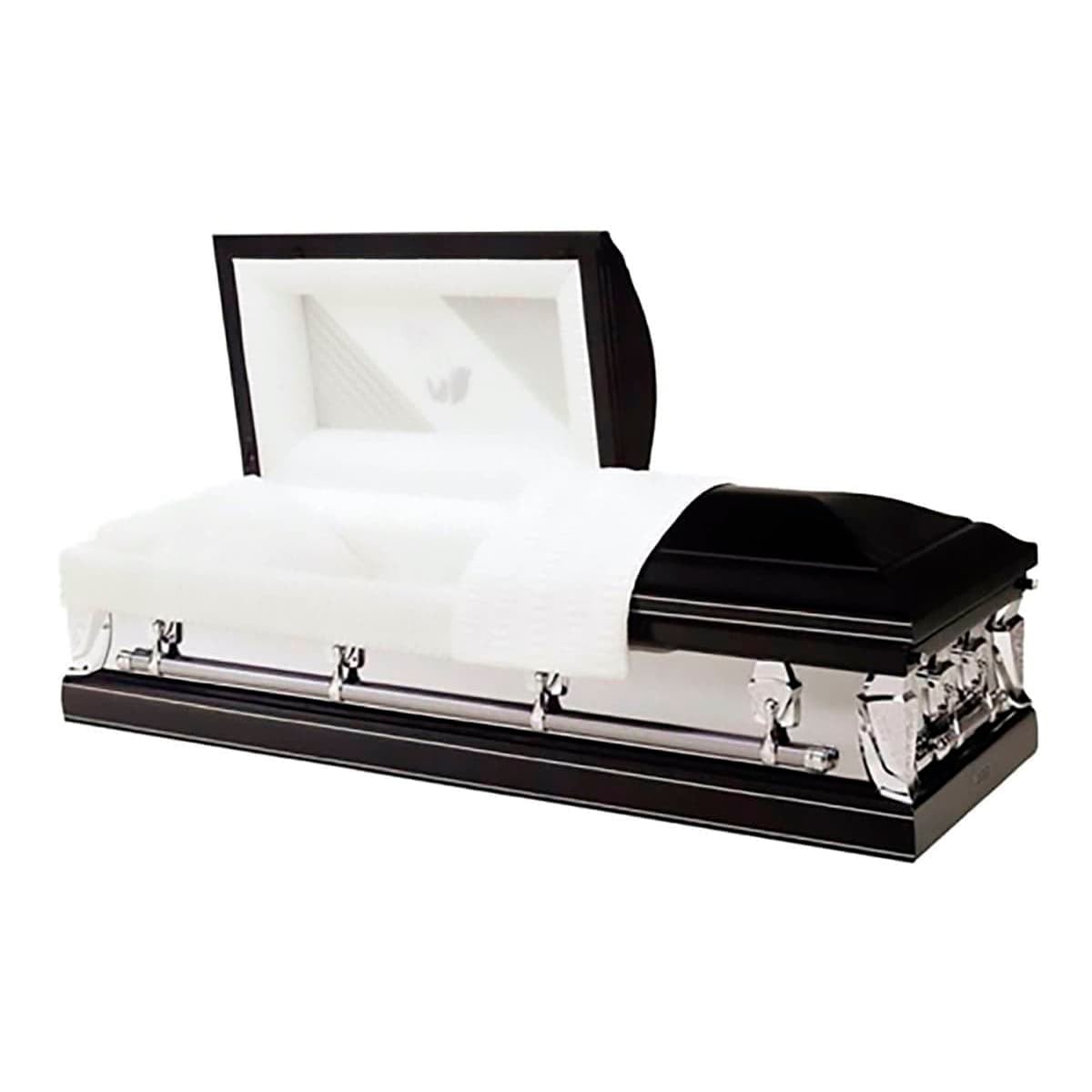 Batesville Silver Ebony Casket — silver 20-gauge steel with ivory crepe interior (view 2)