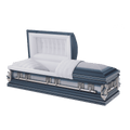 Batesville Silver Sapphire Casket — silver 16-gauge stainless steel with velvet interior