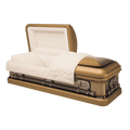 Batesville Tiger Eye Casket — gold 16-gauge steel with champagne velvet interior