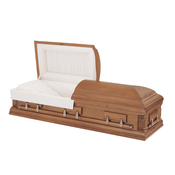 Batesville Trenton Hardwood casket — solid poplar with rosetan crepe interior