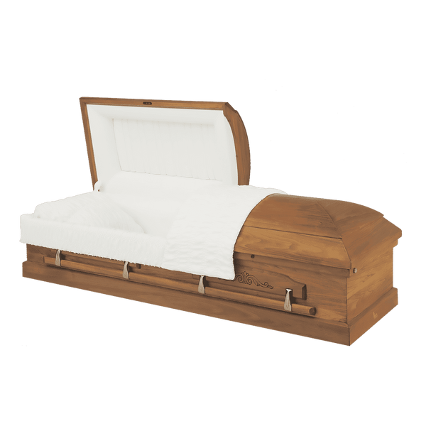 Batesville Windsor Hardwood casket — solid poplar with rosetan crepe interior
