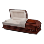 Batesville Woodbridge Pecan casket — solid pecan with champagne velvet interior (view 2)