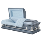 Baylor Blue casket — blue 20-gauge steel with blue interior (view 2)