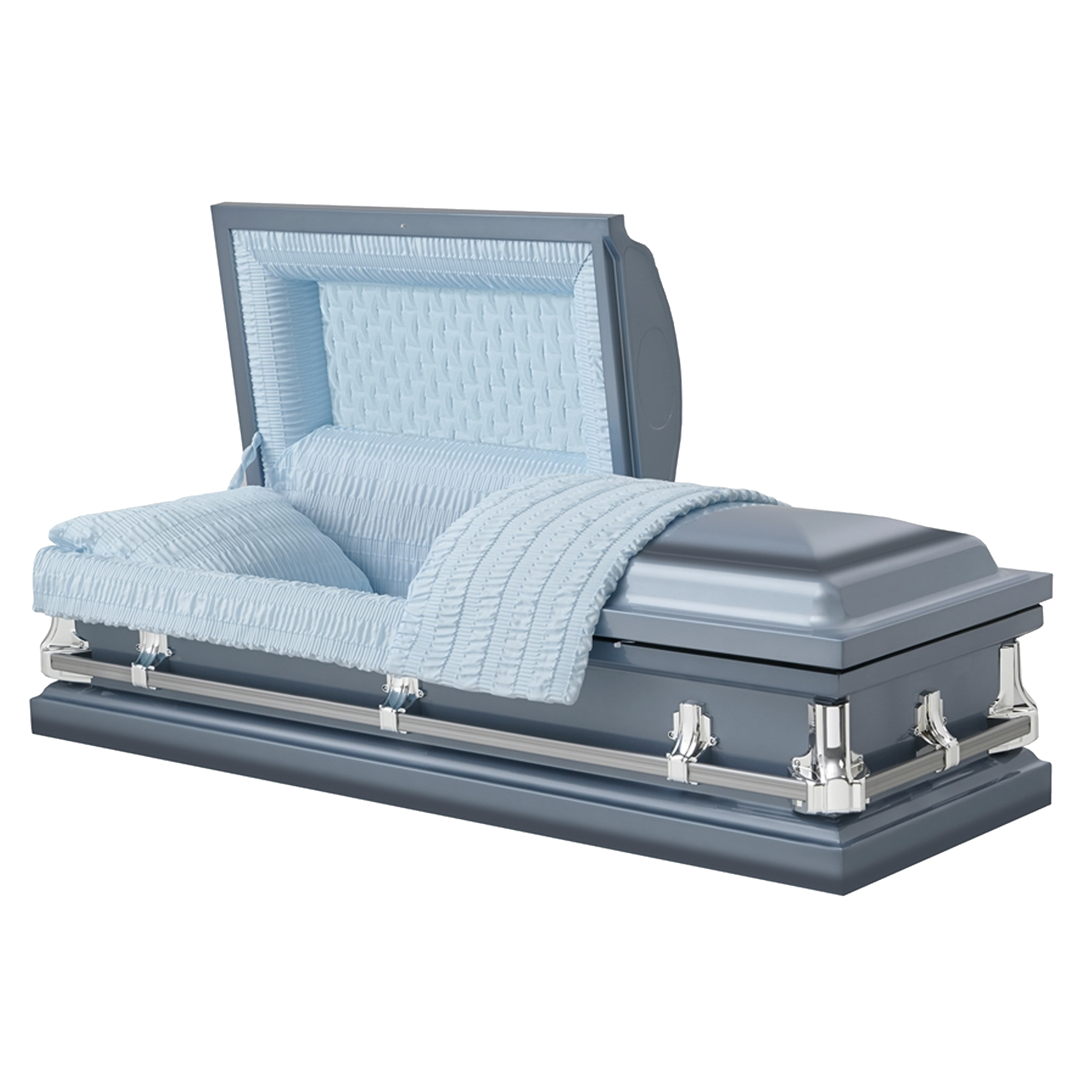Baylor Blue casket — blue 20-gauge steel with blue interior (view 2)