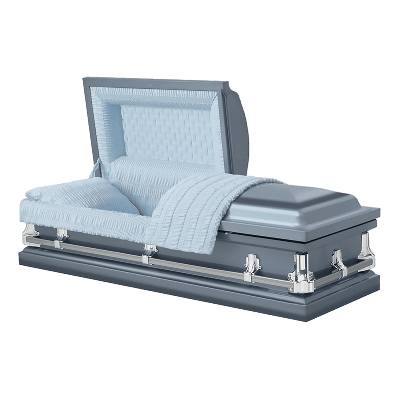 Baylor Blue casket — blue 20-gauge steel with blue interior