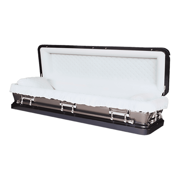 Discount Caskets Series Blue Full Couch — blue steel with blue velvet interior