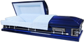 Blue Last Supper/Pieta casket — blue 18-gauge steel with light blue velvet interior