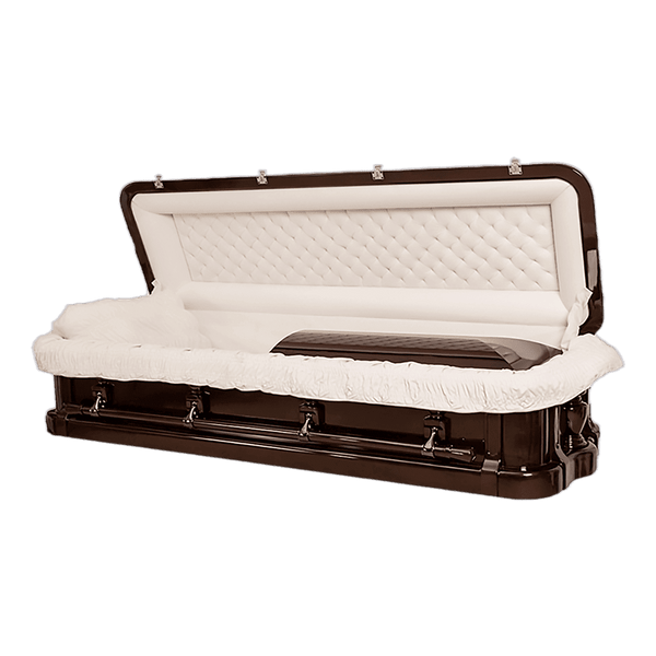 Carved Top Mahogany Casket Full Couch