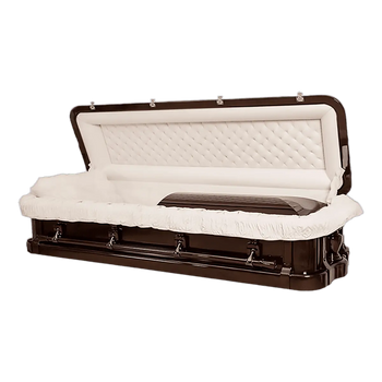 Carved Top Mahogany Casket Full Couch