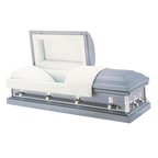 Batesville Churchill Blue Casket — blue 18-gauge steel with light blue crepe interior (view 2)