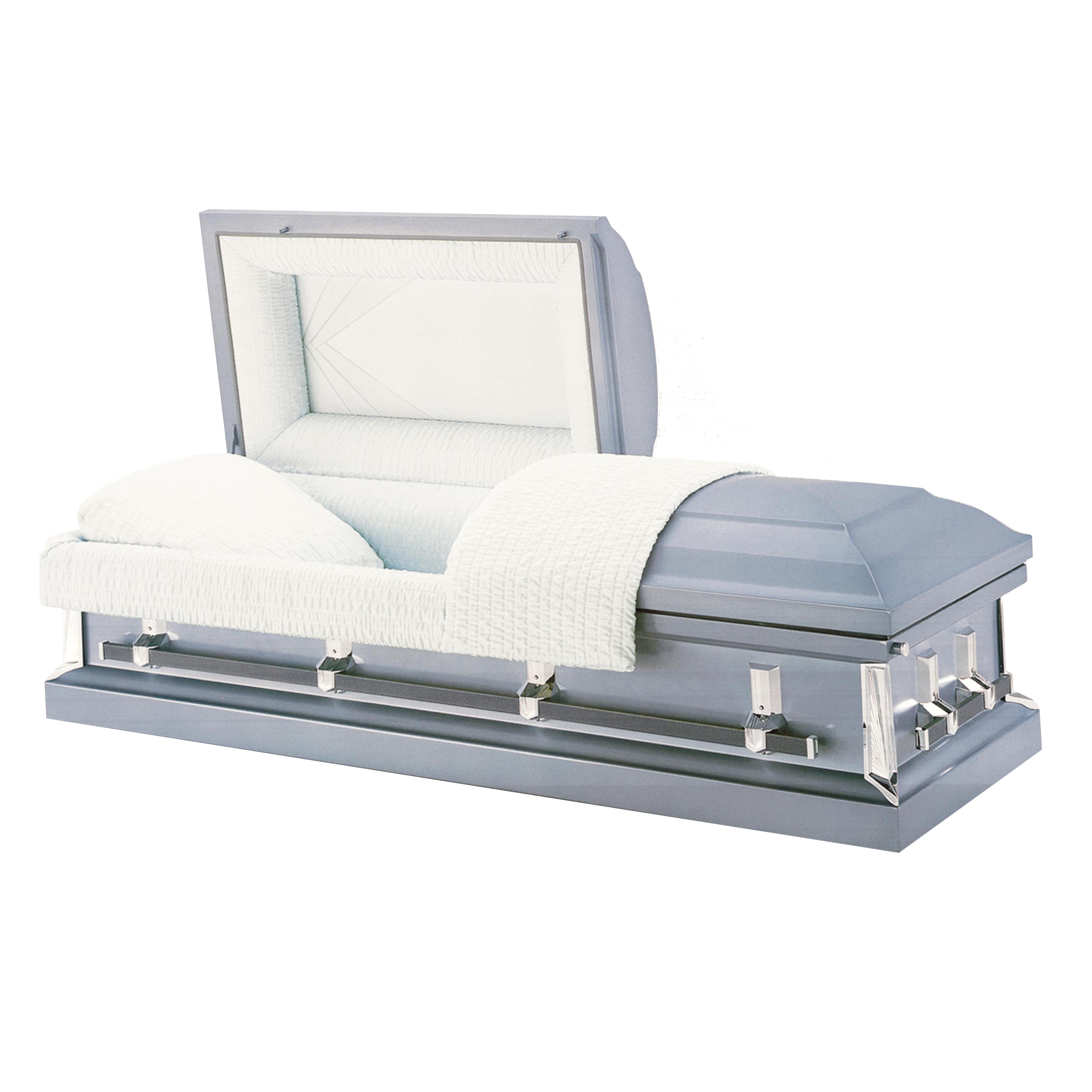 Batesville Churchill Blue Casket — blue 18-gauge steel with light blue crepe interior (view 2)