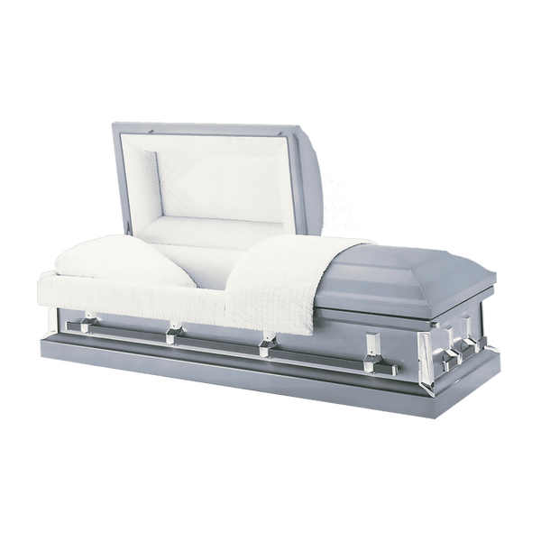 Batesville Churchill Blue Casket — blue 18-gauge steel with light blue crepe interior