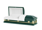 Clair Green casket — green 20-gauge steel with white crepe interior (view 2)