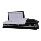 Clair Series Black casket — black 20-gauge steel with white crepe interior (view 2)