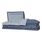 Clair Series Blue casket — blue 20-gauge steel with blue crepe interior (view 2)