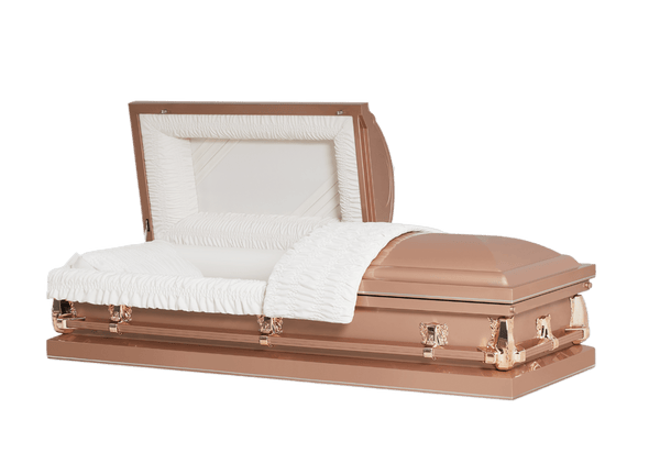 Clair Series Copper/Brass casket — copper 20-gauge steel with ivory crepe interior