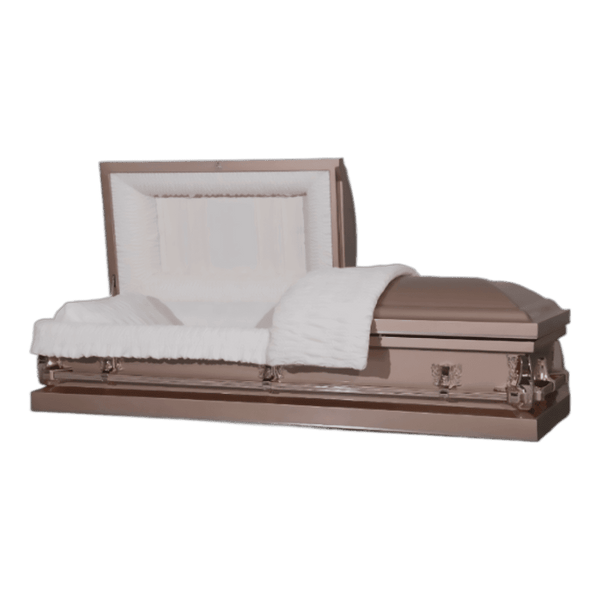 Clair Series Copper casket — copper 20-gauge steel with ivory crepe interior