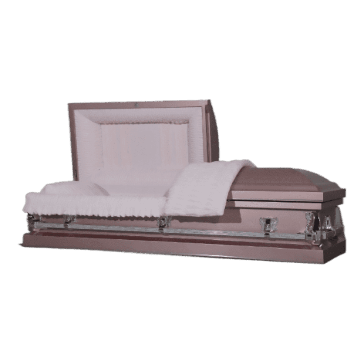 Clair Series Orchid casket — orchid 20-gauge steel with pink crepe interior