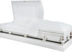 Clair Series White/Silver casket — white 20-gauge steel with white crepe interior (view 2)
