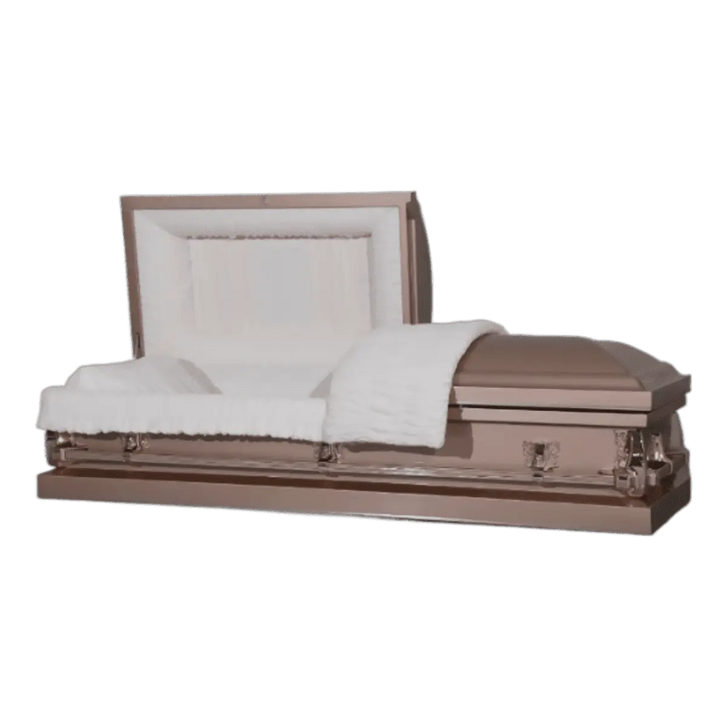 Clair Series Copper casket — copper 20-gauge steel with ivory crepe interior (view 2)