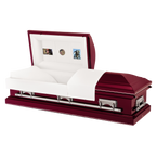 Batesville Claret Casket — red 18-gauge steel with ivory interior (view 2)