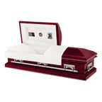 Batesville Claret Casket — red 18-gauge steel with ivory interior